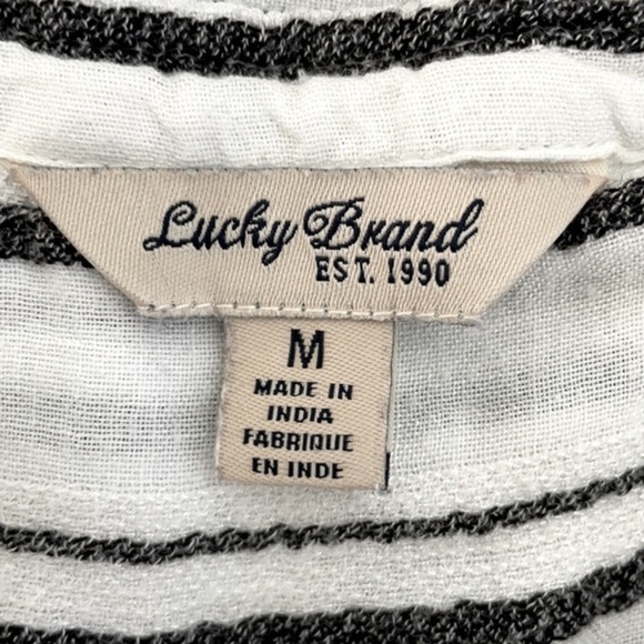 🍀LUCKY BRAND🍀 | Women’s Black & White Vertical Striped Button Down Shirt - Picture 2 of 6